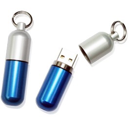 1GB Pill Shaped USB 2.0 Flash Drive with Keyring. 1
