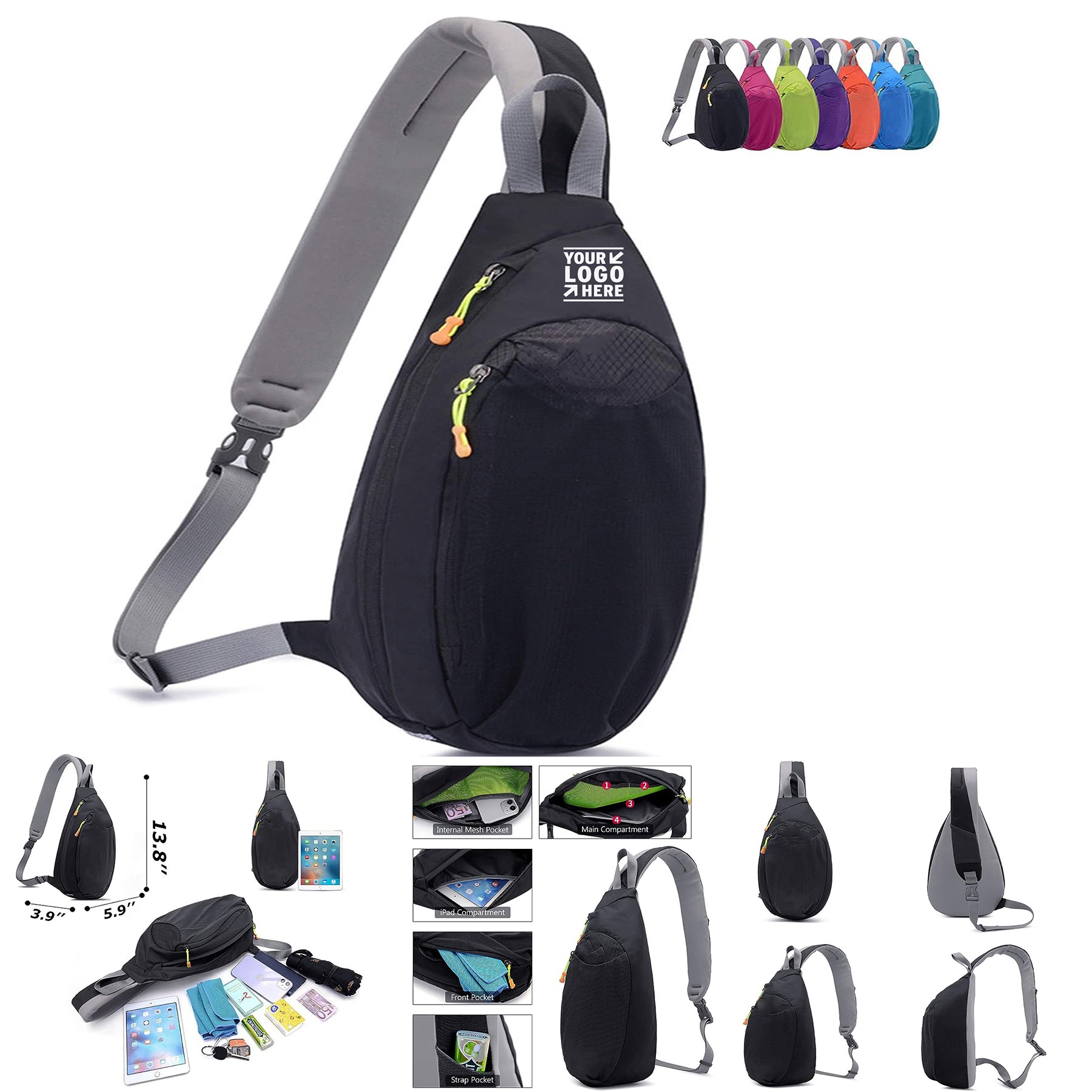 Women Men Peicees Sling Crossbody Chest Shoulder Bag Backpack 2