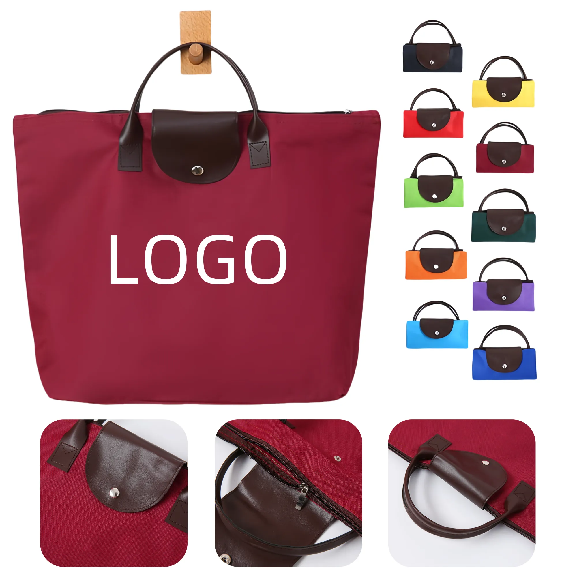 Oxford Cloth Portable Foldable Shopping Bag, custom tote bag with logo imprint 5