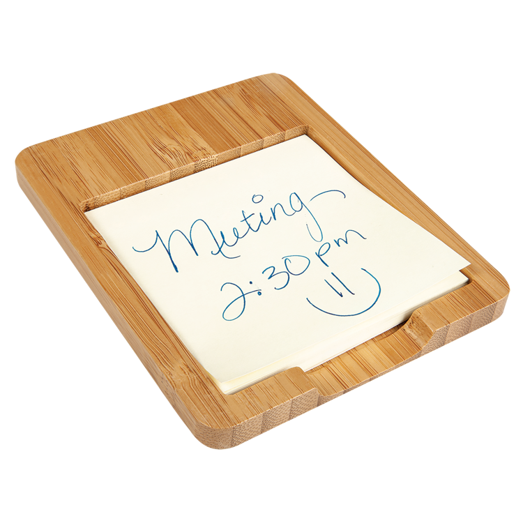 3 5/8" x 4 1/2" Bamboo Sticky Note Holder 1