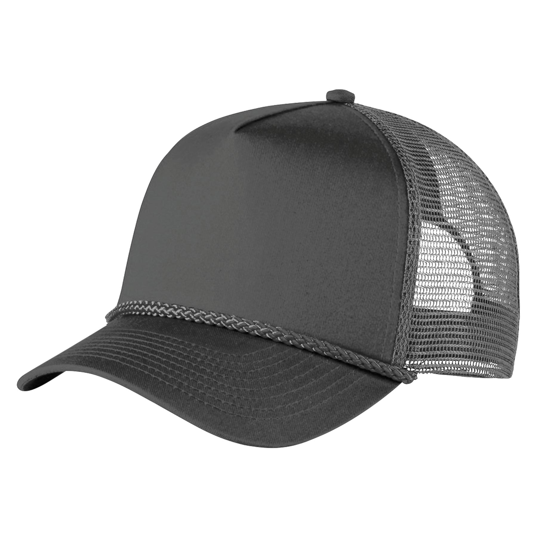Structured 5 Panel Curved Bill Trucker Cap with Rope 17