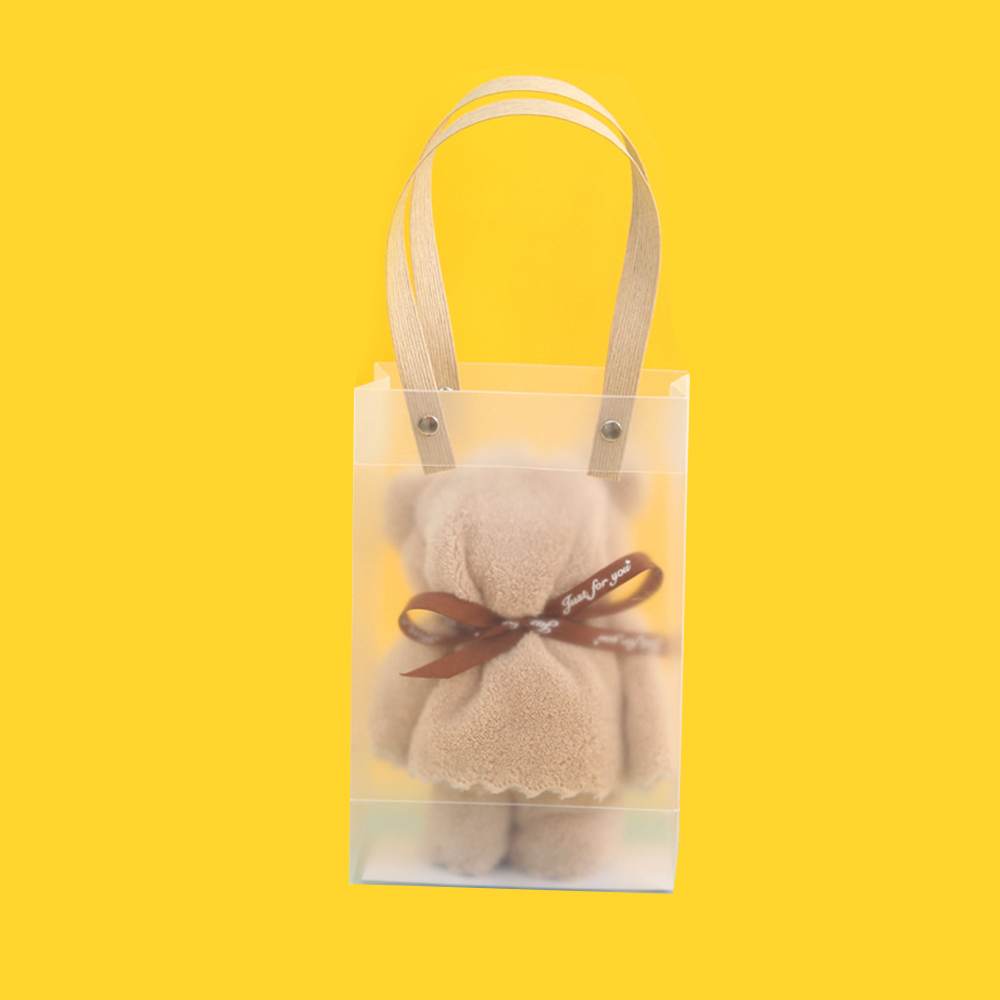 Coral velvet bear towel 2