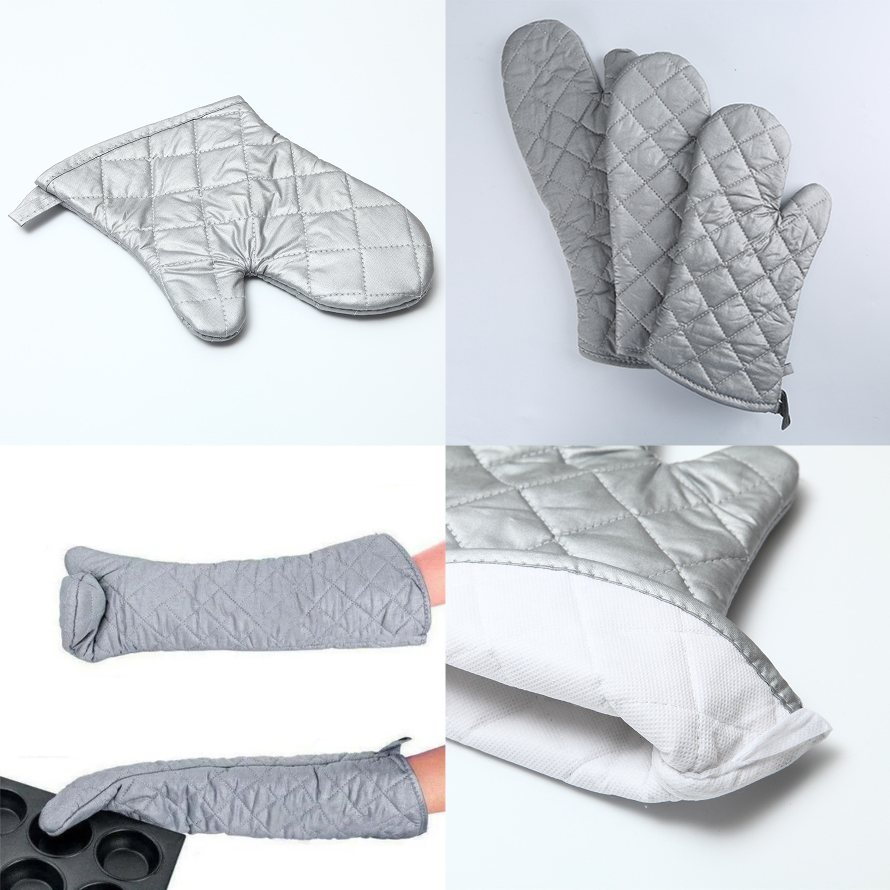 Oven Gloves Heat Resistant Silver-Coated 2