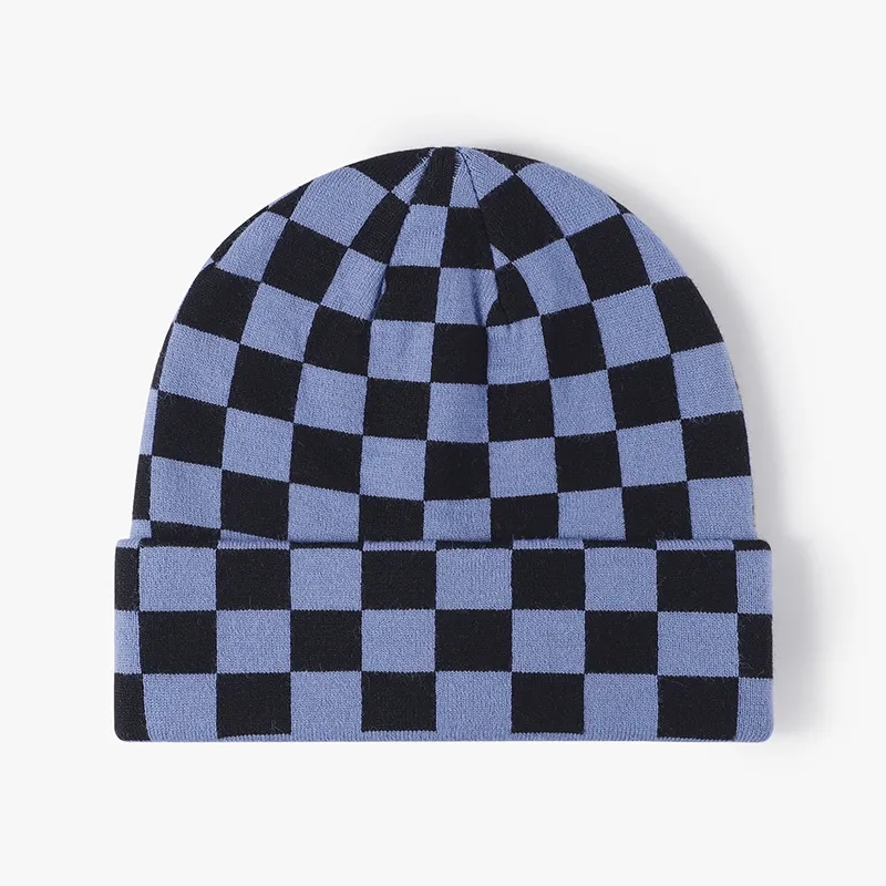 Checkered knit cap 5