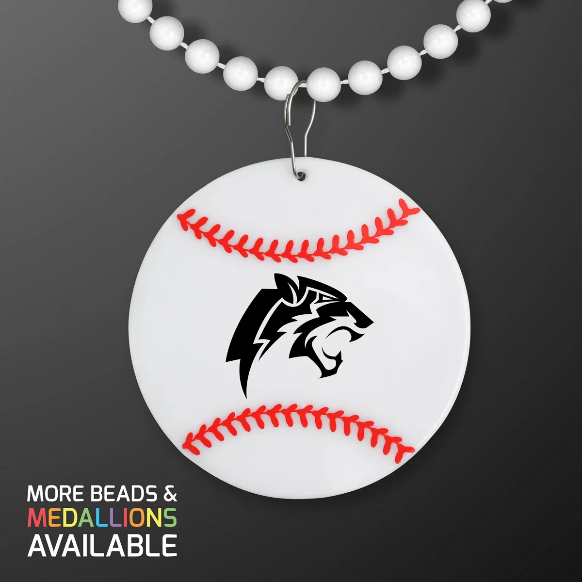 Baseball Medallion with Beaded Necklace (Non Light Up) 39