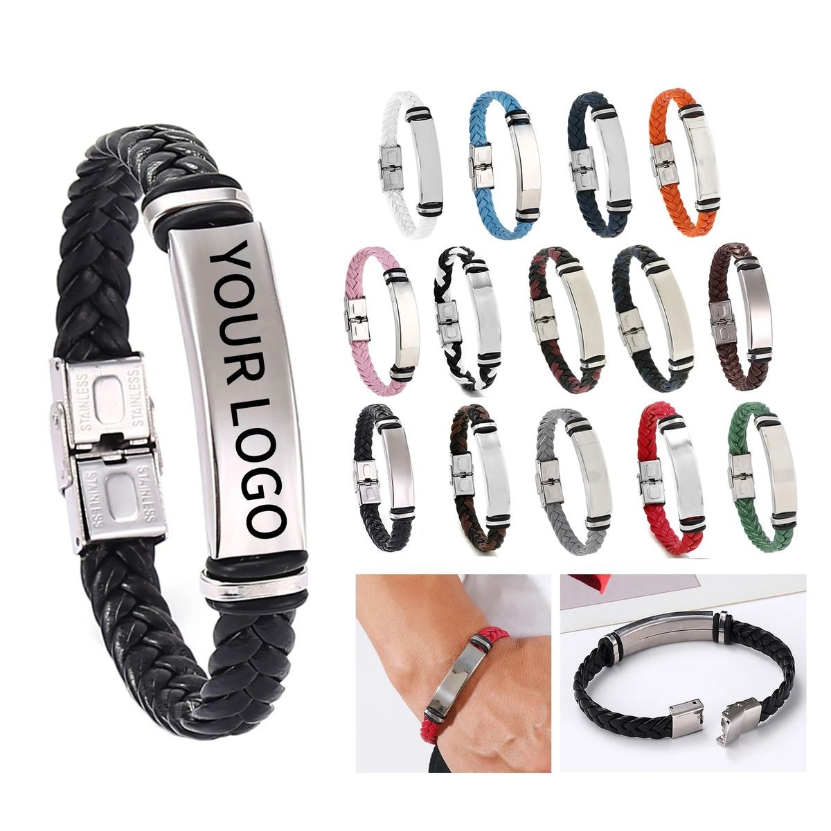 Stainless Steel Leather Wrist Strap 4