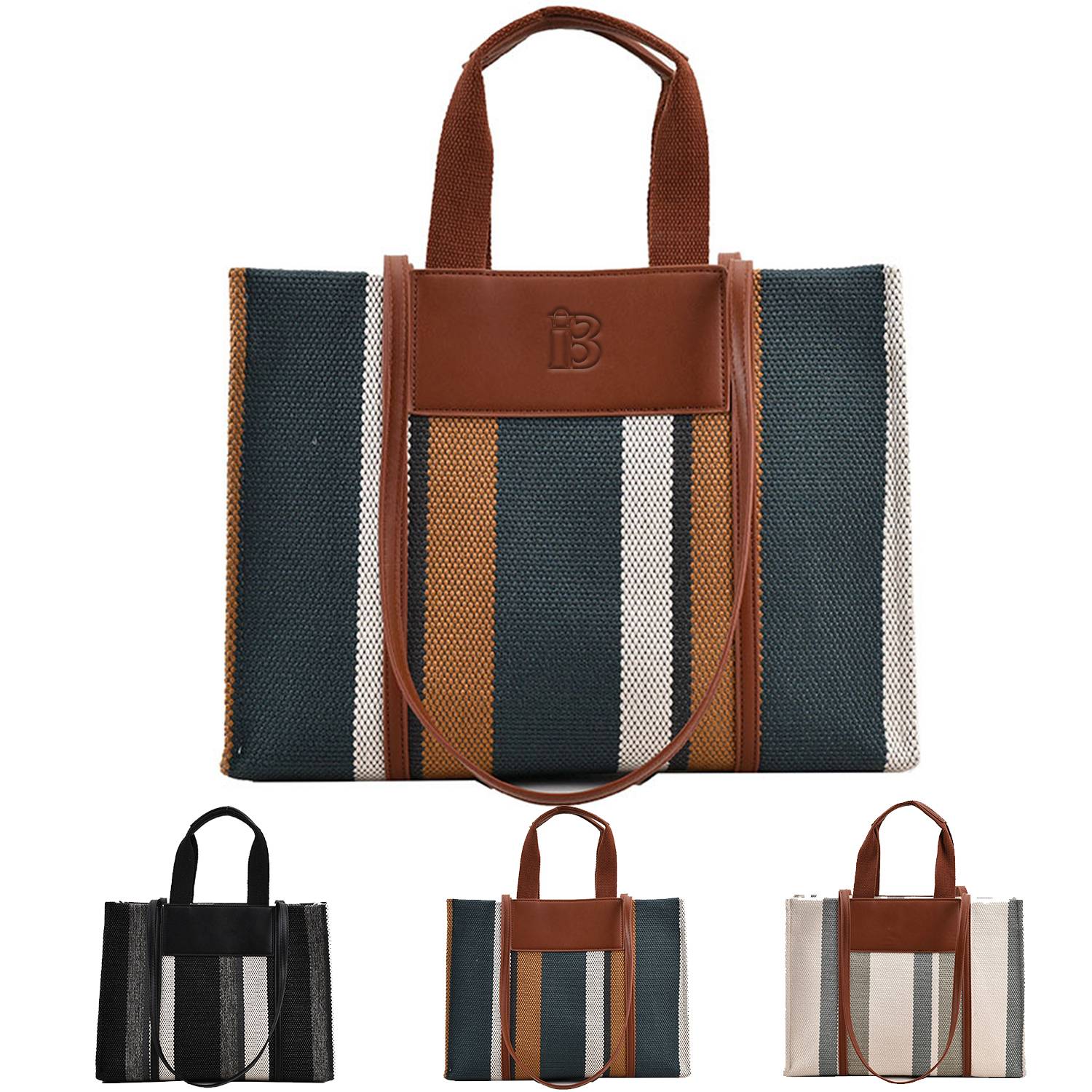 Canvas Tote Bag Trendy Clash Color Stripe, custom tote bag with logo imprint 10