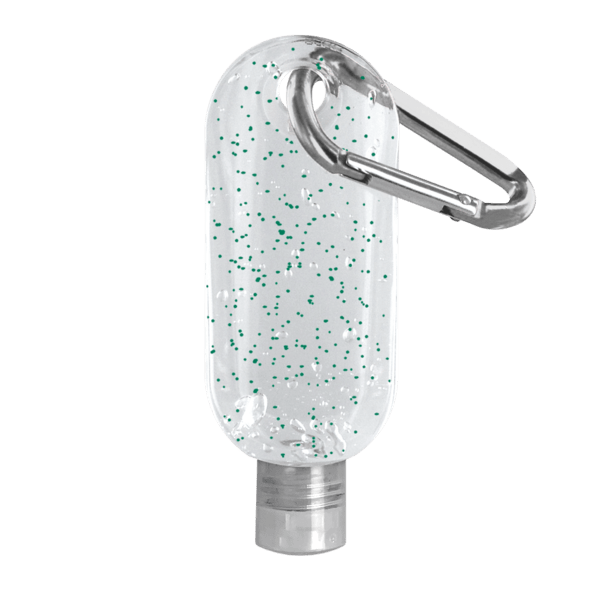 1.9 oz. Single Color Moisture Bead Sanitizer in Clear Bottle with Carabiner 58
