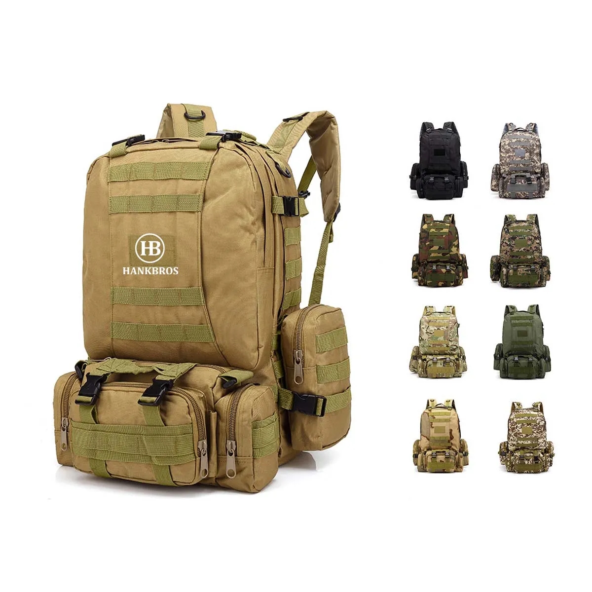 55L Tactical Backpack with 3 Built Up Bags 1