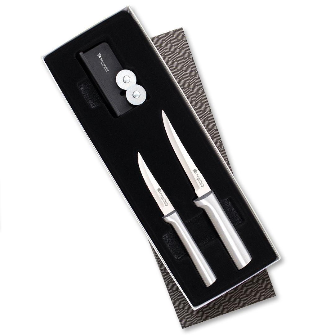 Paring Pair Plus Sharpener Gift Set w/Silver Handle 2