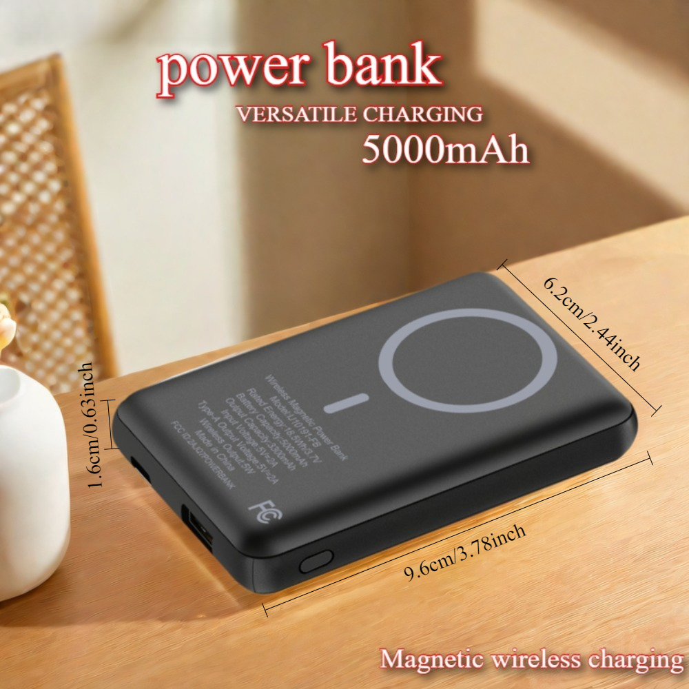 PowerPort 5000mAh Magnetic Power Bank with Wireless Charging 5