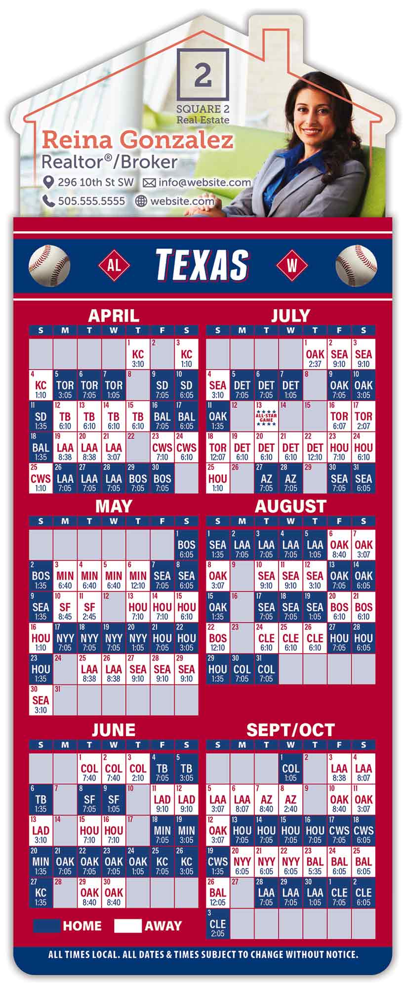 Magna-Card House Shape Magnet - Baseball Schedules (3.5 x 9) 1