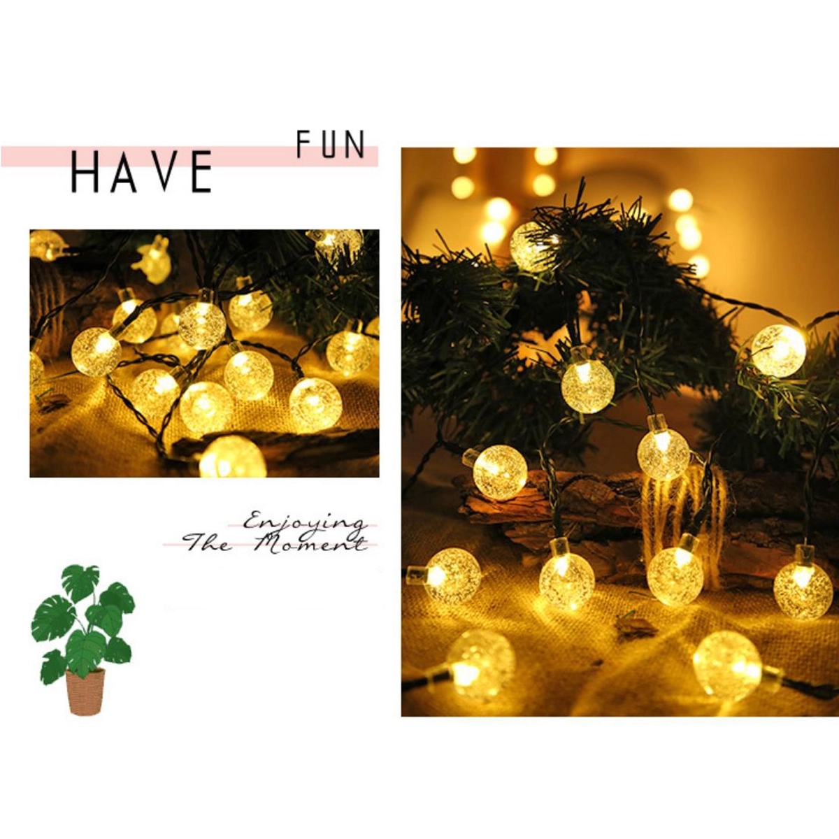 100 Led Solar Crystal Globe Lights 12 Meter With 1.8CM Dia 7