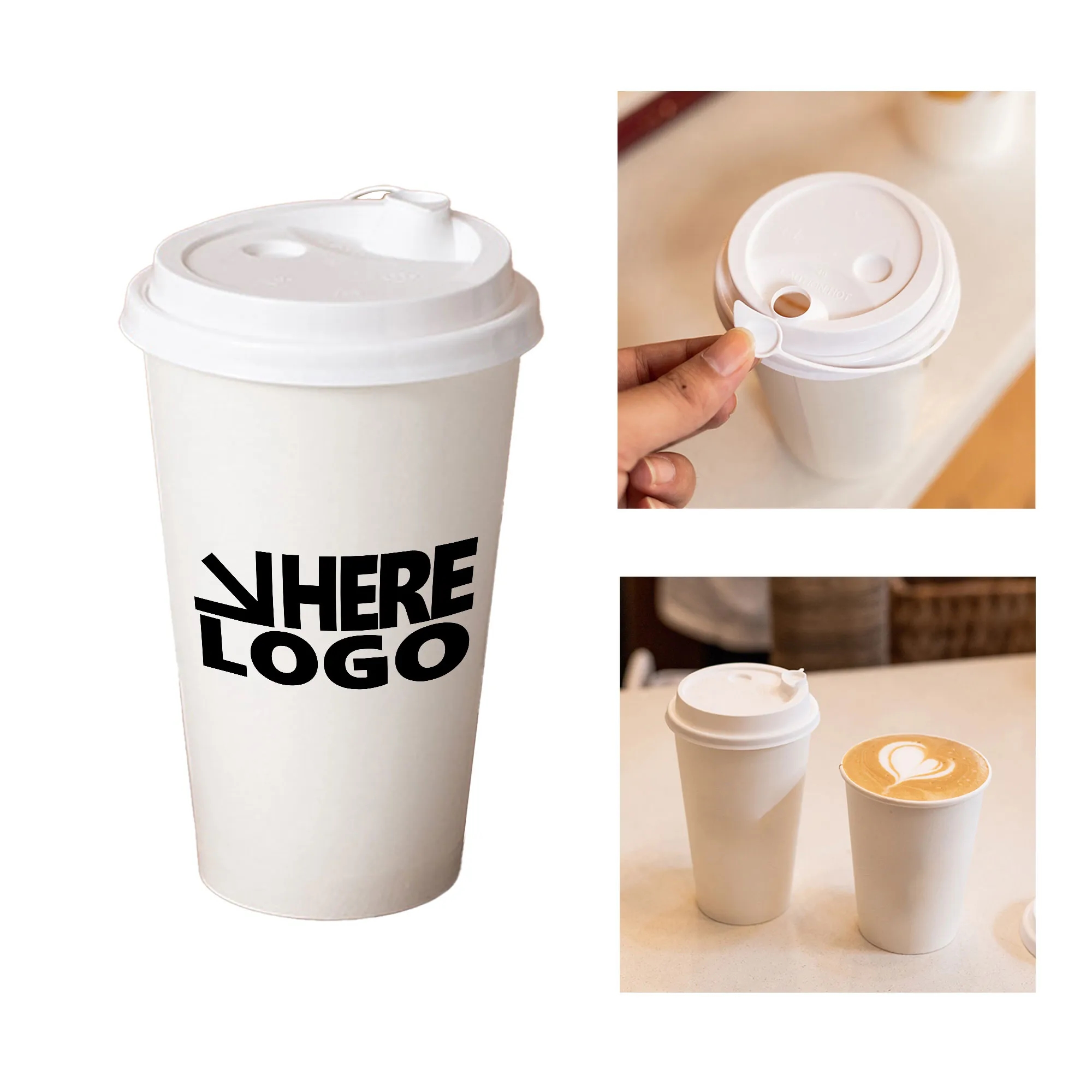 16oz Paper Drinks Cup With Lids MOQ 100