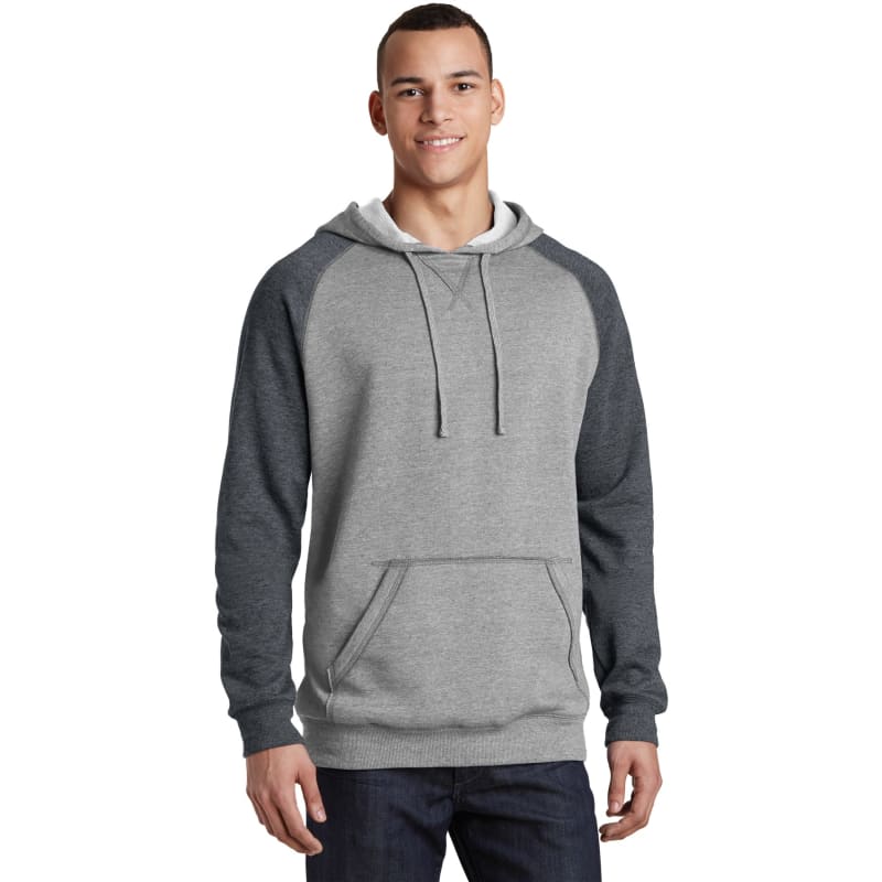 District Young Mens Lightweight Fleece Raglan Hoodie. 11