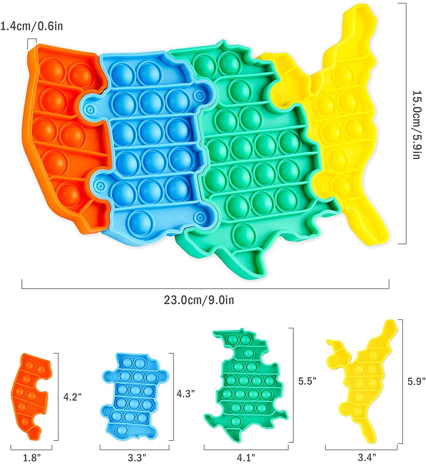 US Map Jigsaw Puzzles Silicone Push Pop Bubble 5