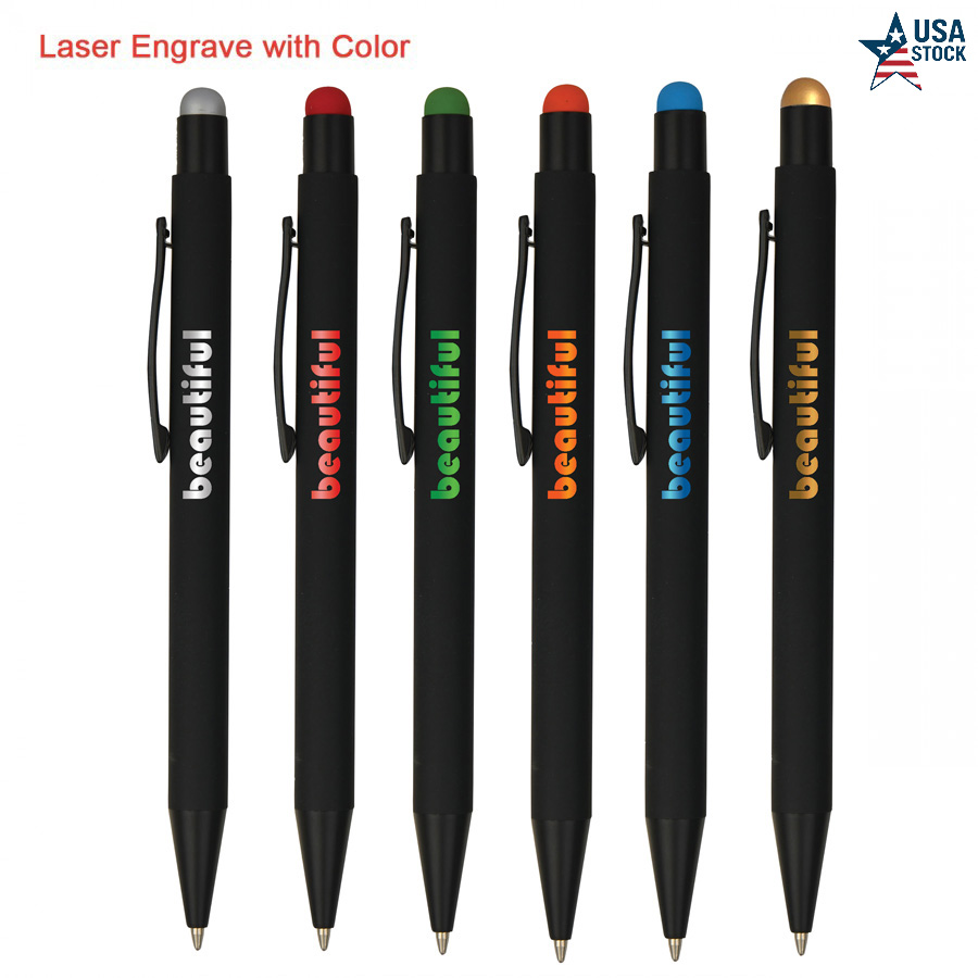 Sleek Soft Rubber Pen & Stylus with Matching Laser Engrave 3