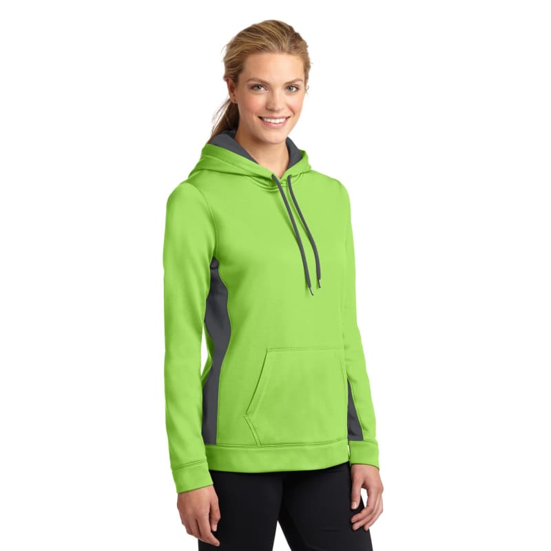 Sport-Tek Women's Sport-Wick Fleece Colorblock Hooded Pullover. 25