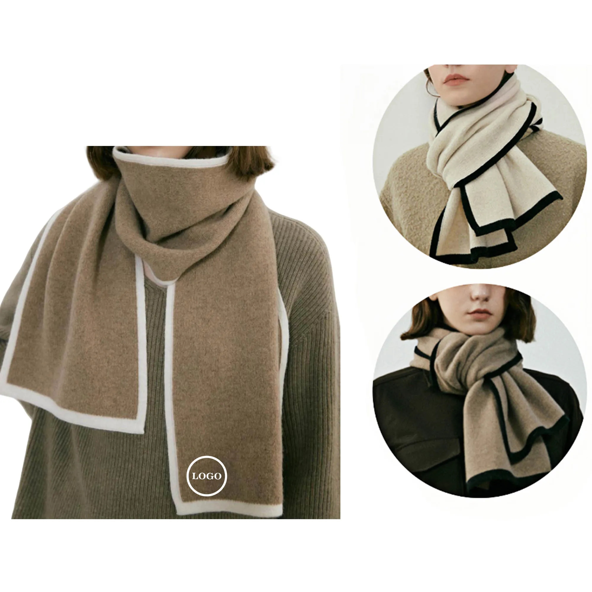 Wool Blend Winter Scarf with Elegant Trim 2
