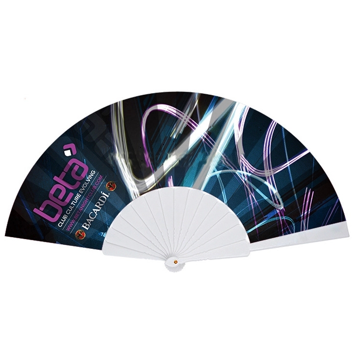 Cloth Fabric Folding Hand Fan - Plastic Handles 4