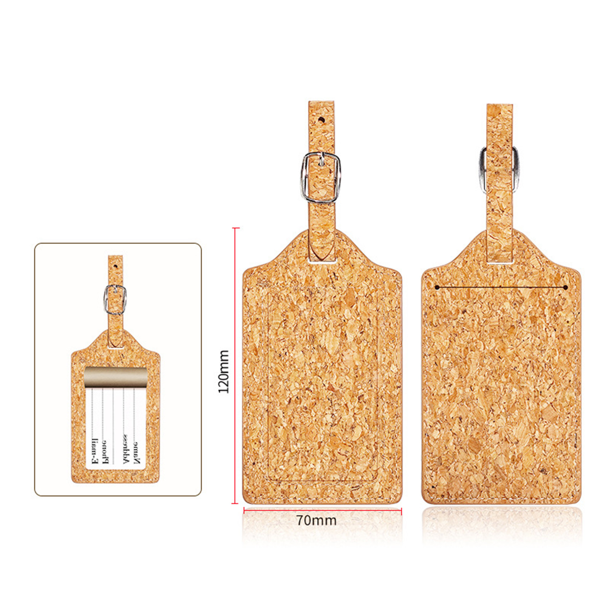 Wood Pattern PU Leather Luggage Bag Tags 4