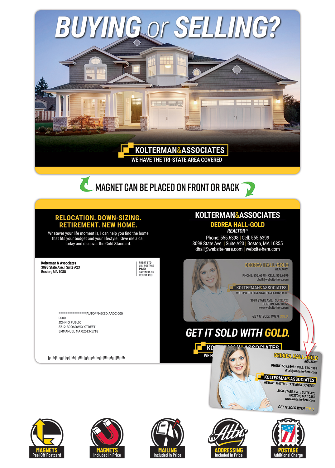 Magna-Peel Laminated Postcard (8.5x5.25; 14pt) with Business Card Magnet w/Round Corners (25 mil) 2