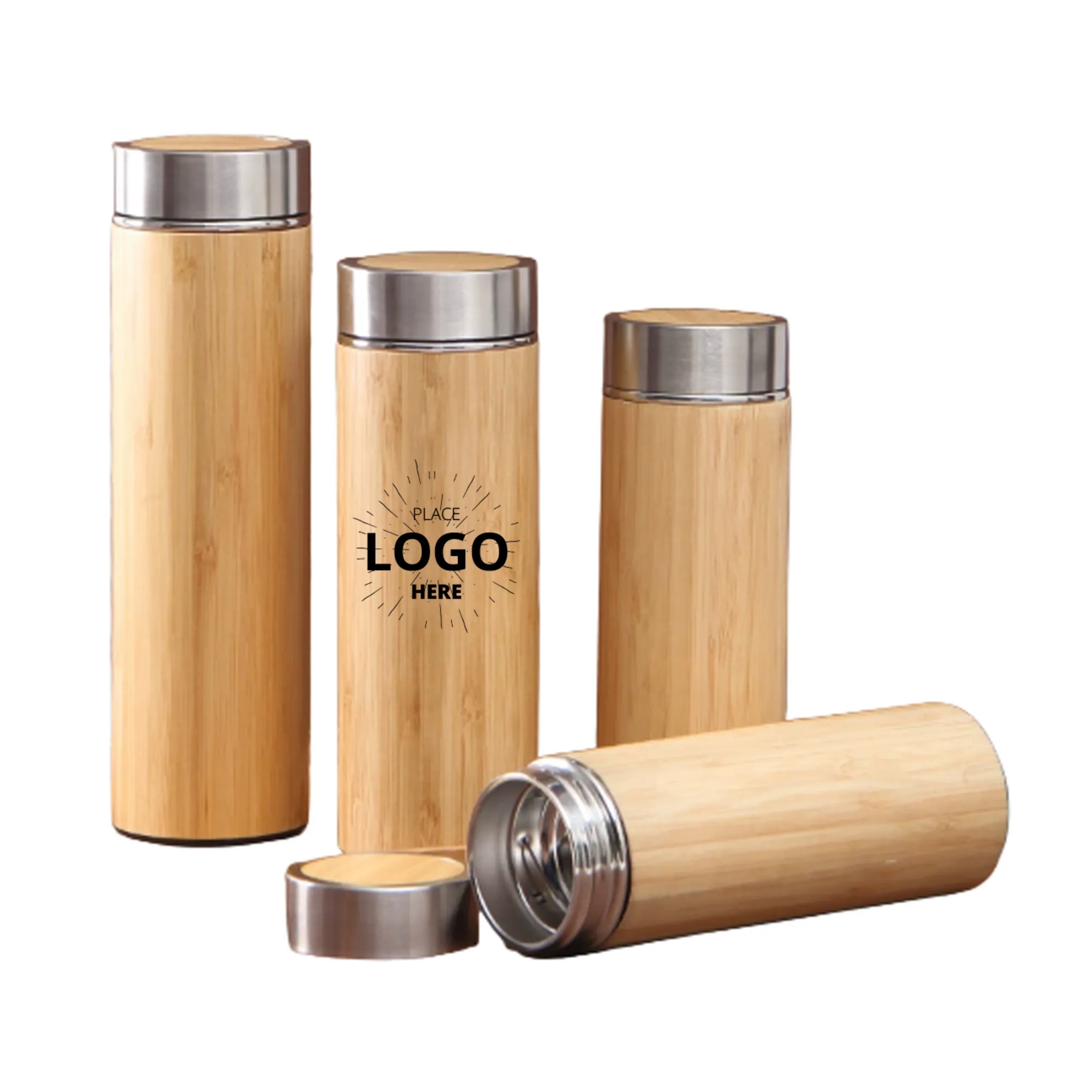 Bamboo Insulated Bottles, custom water bottle with logo imprint 2