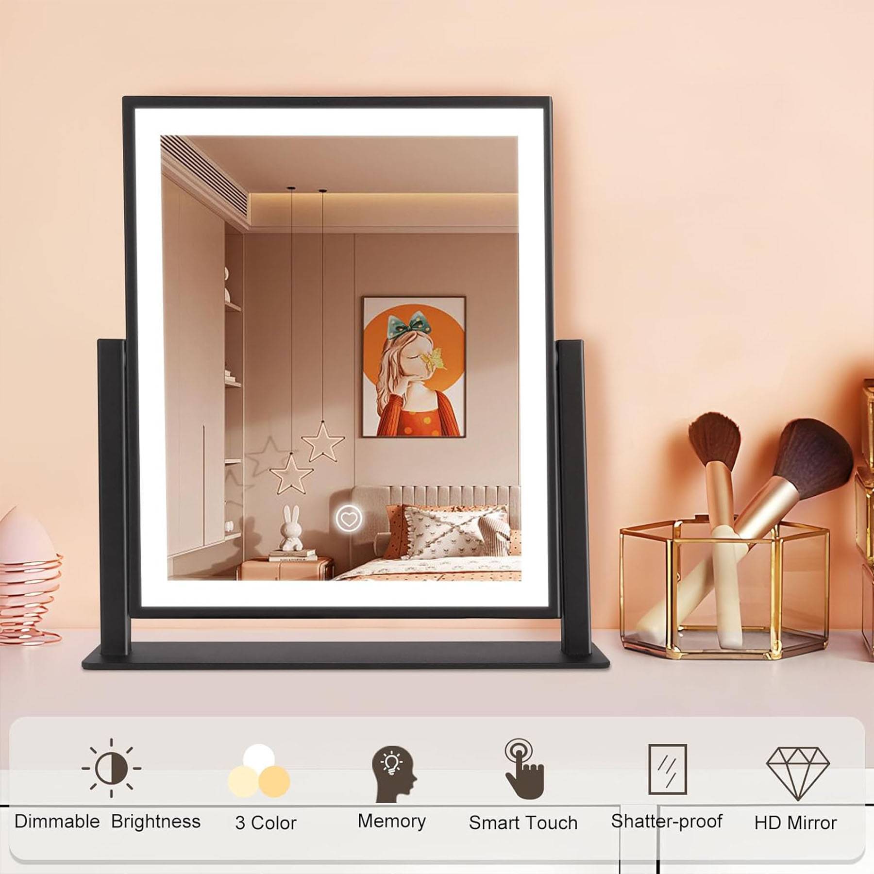 Metal makeup led mirror 3