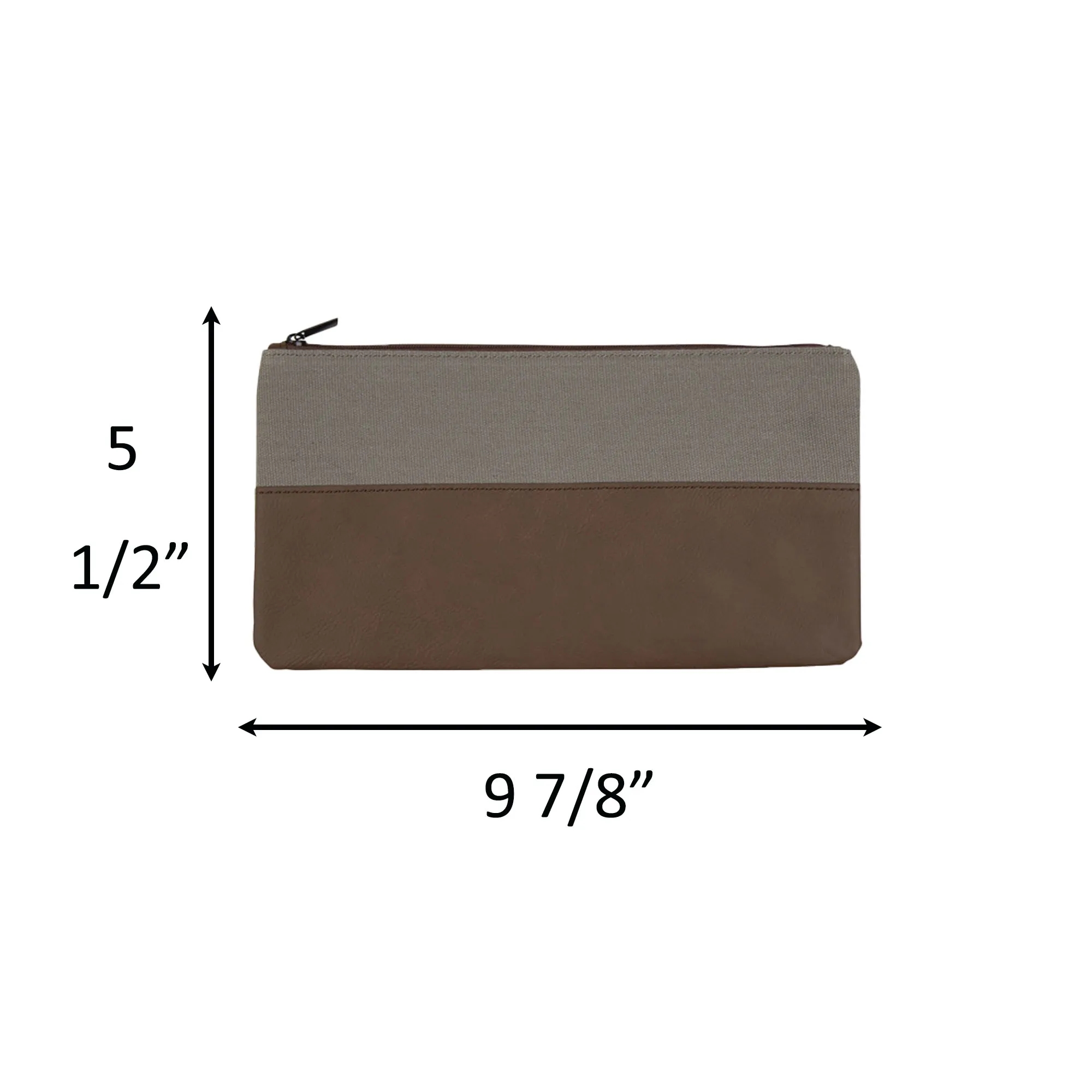 Debossed Handy Bombay PU Leather Cotton Canvas Zipper Pouch 2