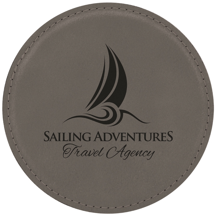 Gray Leatherette Individual Round Coaster 2