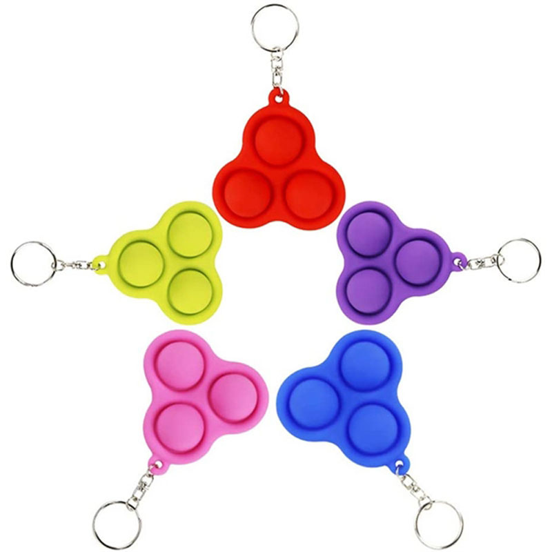 Triangle Stress Relief Push Pop Bubble Fidget Toys w/Keychain 3