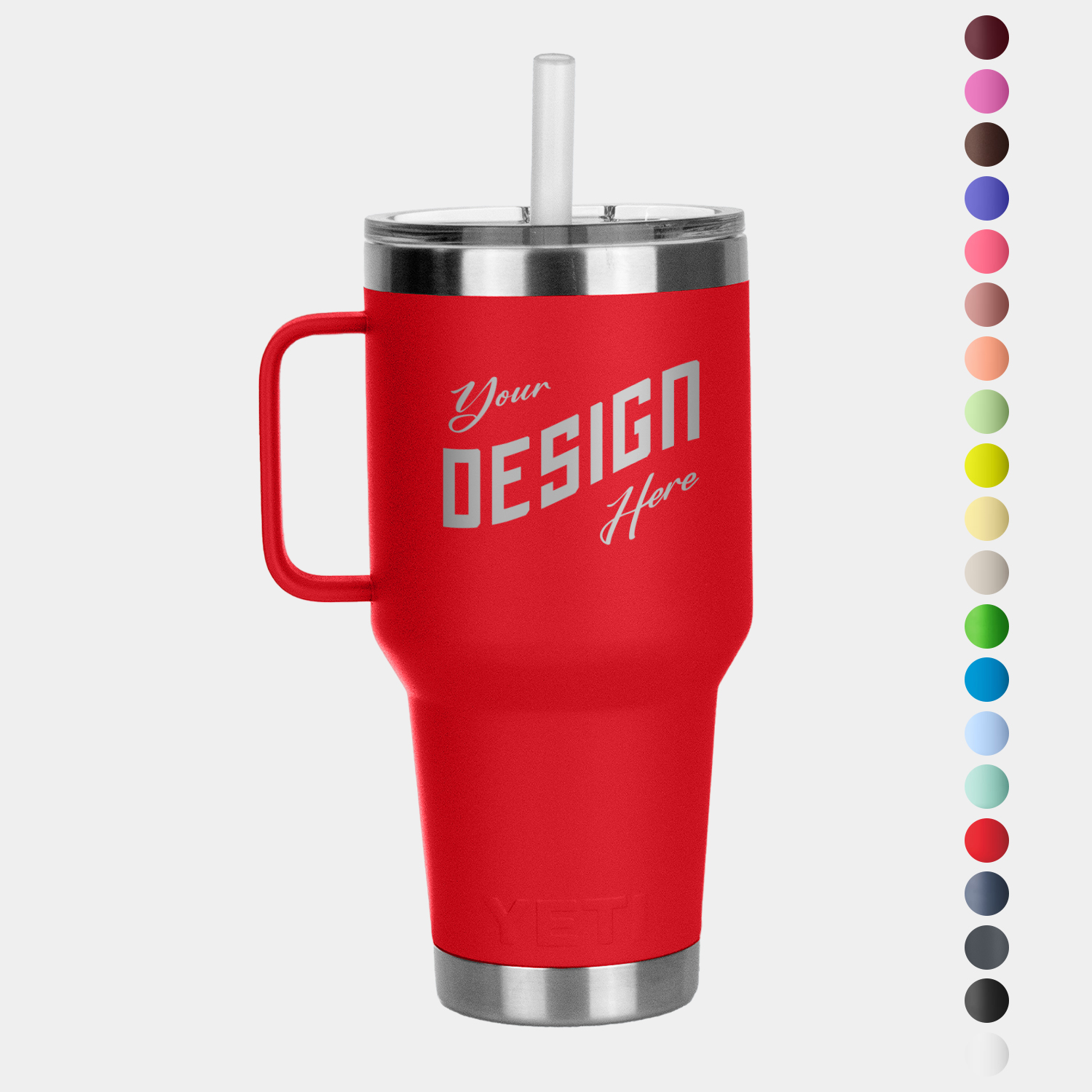 35 Oz YETI® Stainless Steel Insulated Travel Mug W/ Handle & Straw 1