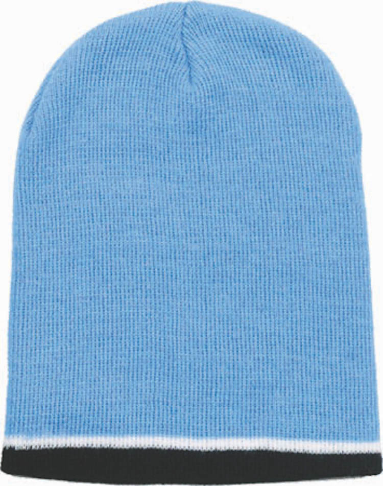 Tri Color Beanie Hat w/White Trim 2