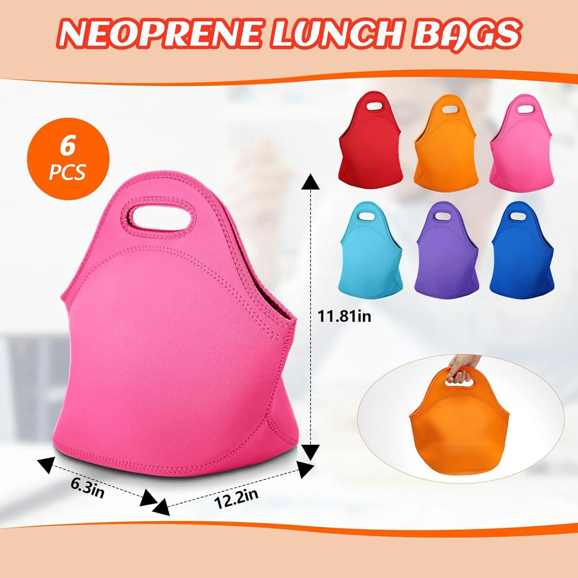 Neoprene Lunch Bag Insulated Portable 5