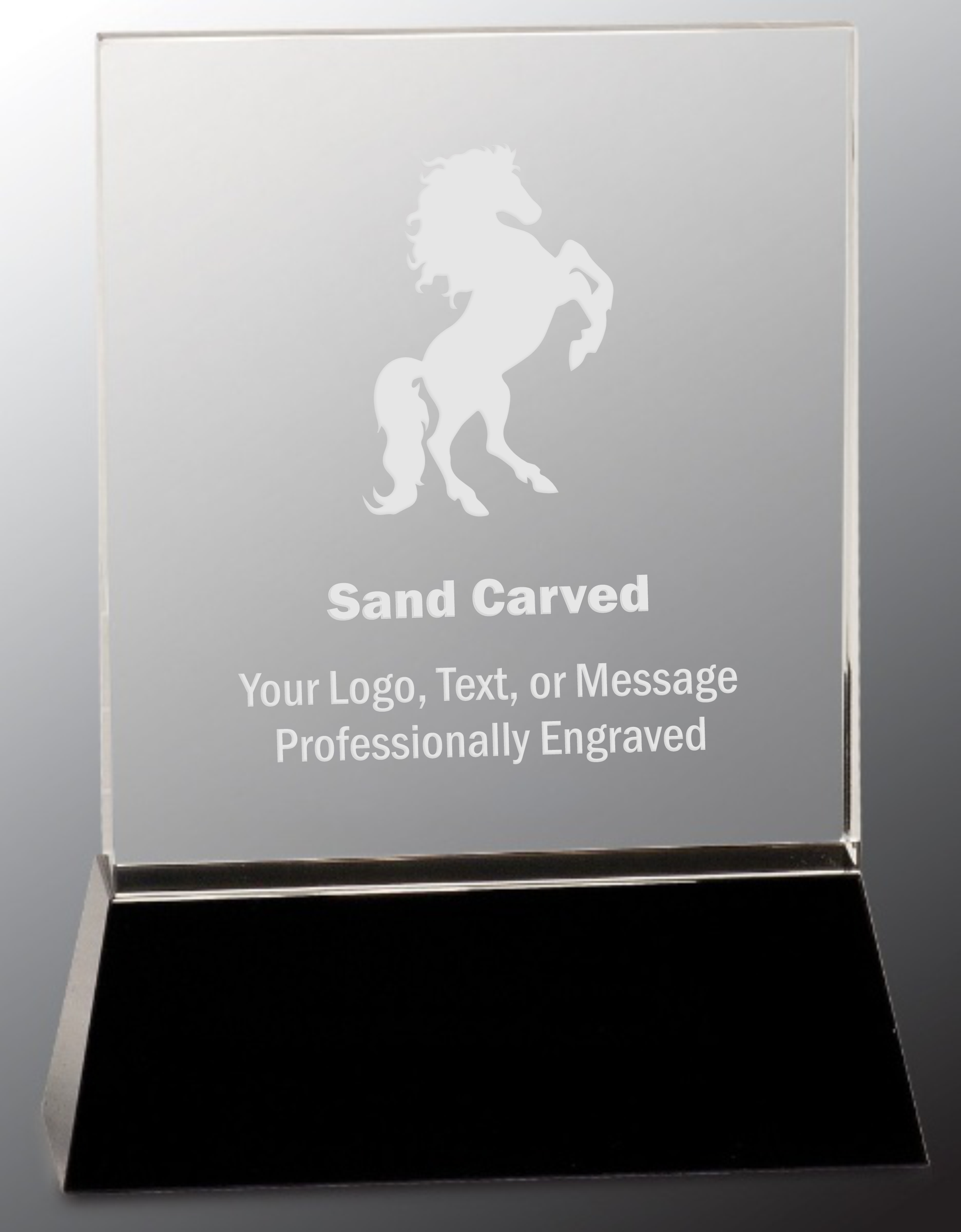 8" Clear Crystal Rectangle Wedge on Black Base Award