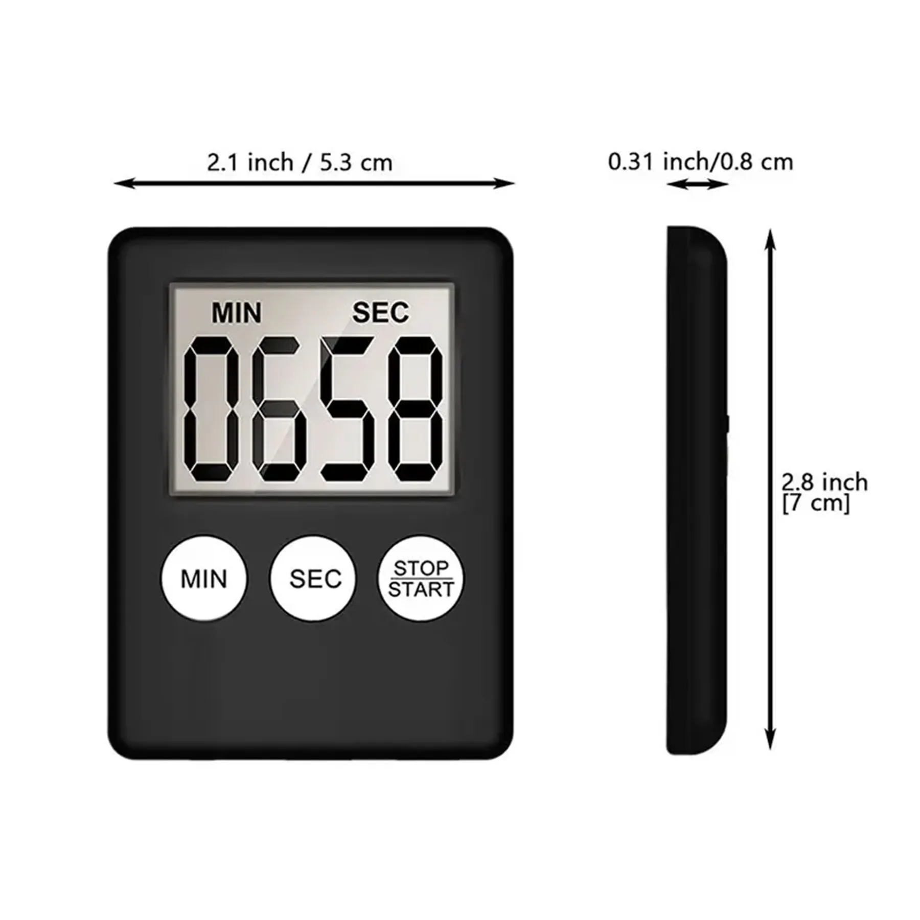 LCD Digital Screen Square Cooking Timer With Magnet 5