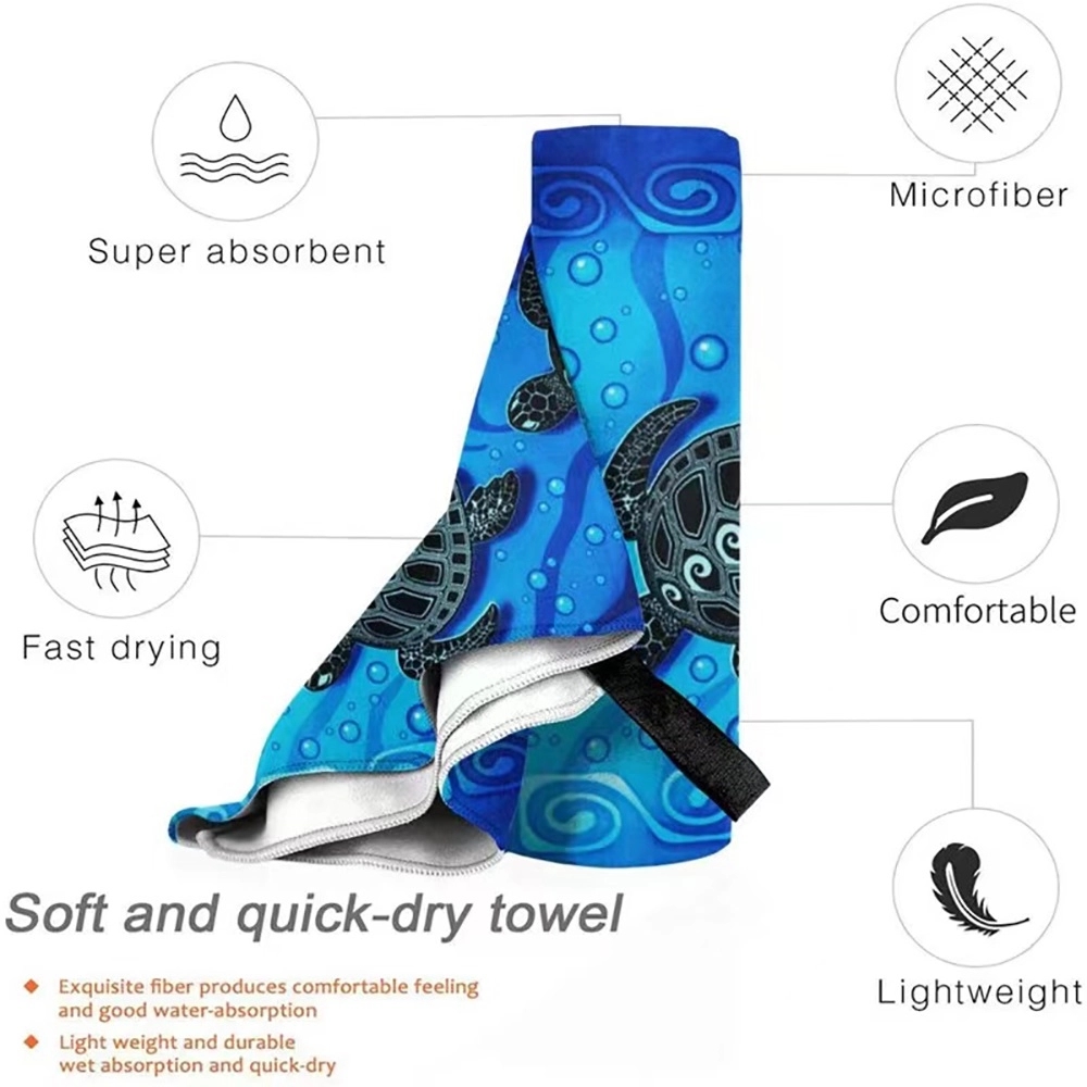 Printed Microfiber Beach Towels With Carry Bag 2