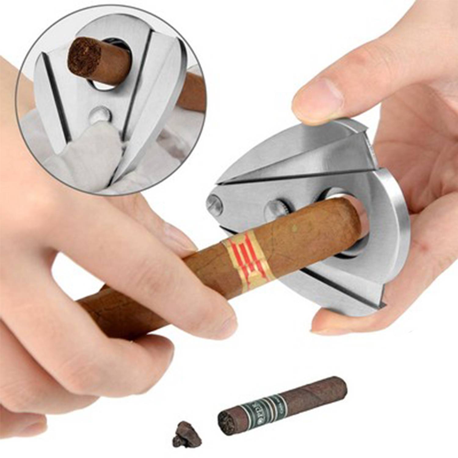Cigar Cutter Stainless Steel Double Blade Clippers 2