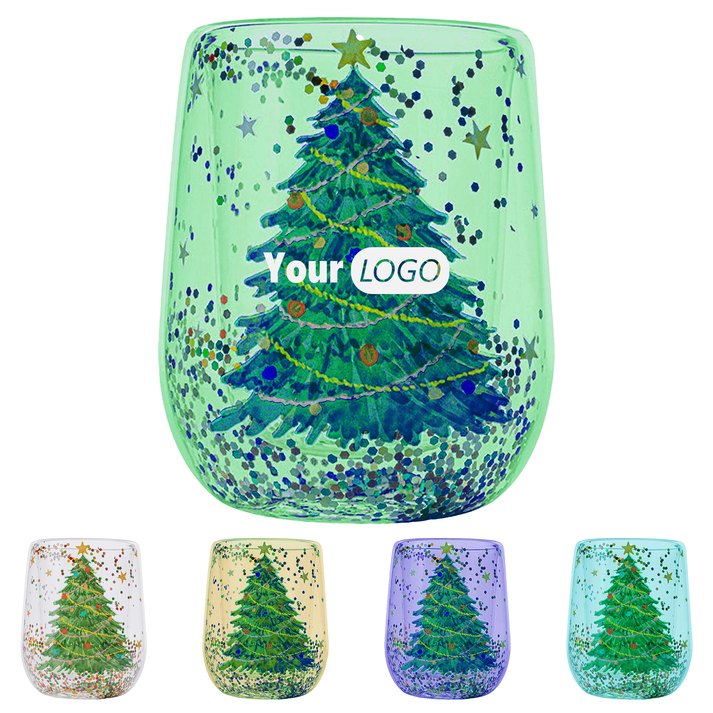 Glass Holiday Glitter Cup ?C Double-Walled For Insulation And Style 3