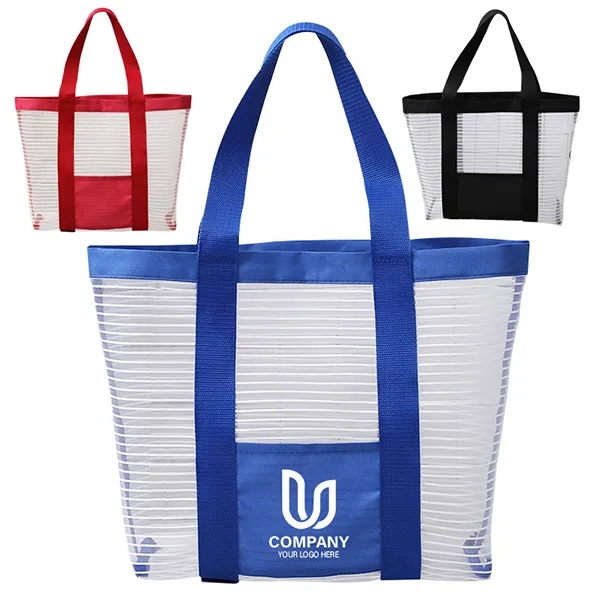 Sheer Striped Mesh Boat tote -13.8x12.6x4.7 3