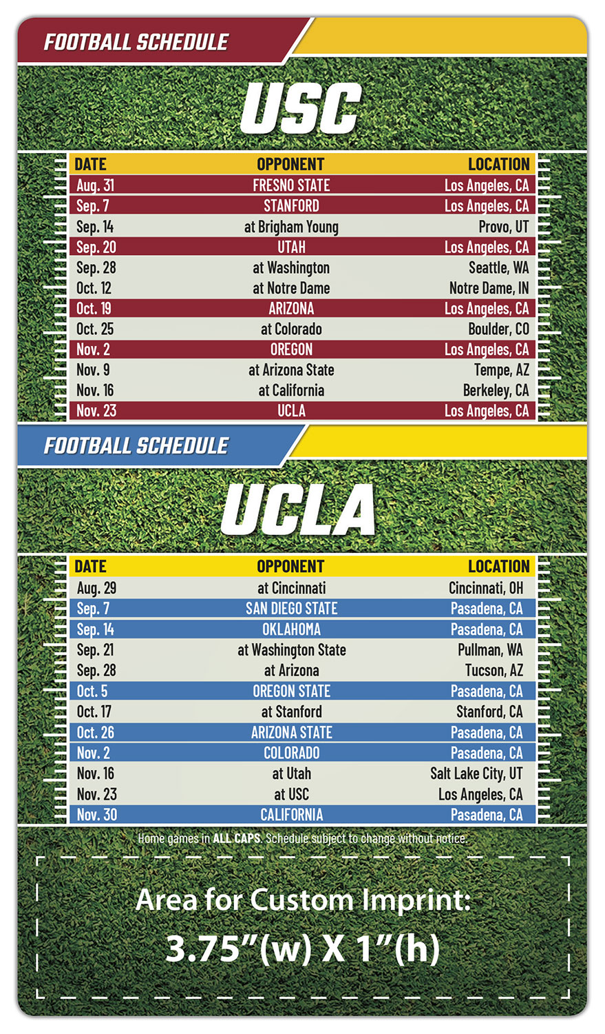 Magnet Sport Schedules - 4x7 Football Round Corners - 25 mil. 1