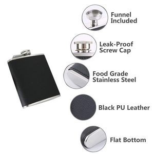 5oz PU Leather Stainless Steel Flask With Tightly Sealed Cap, custom water bottle with logo imprint 8