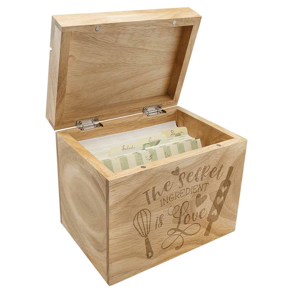 RECIPE CARD WOOD BOX (RECIPE CARDS NOT INCLUDED) 4