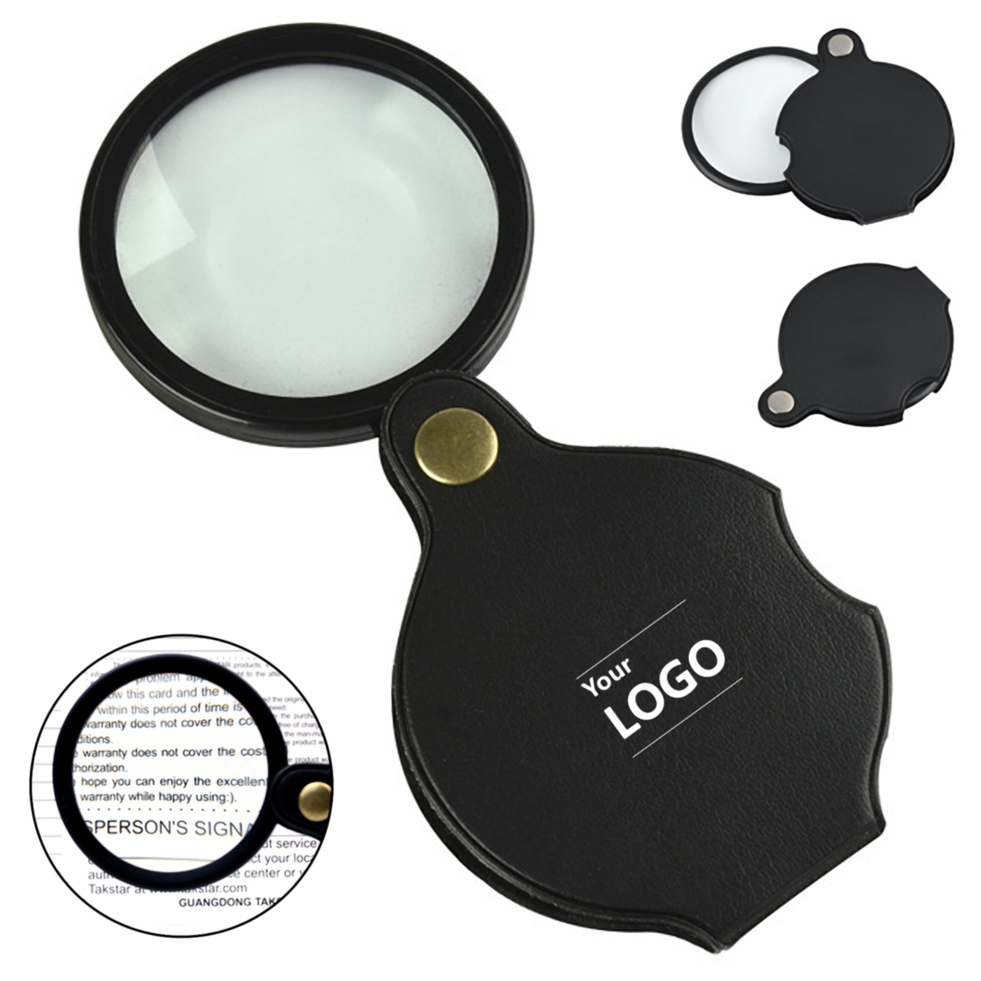 Compact Pocket PU Leather Magnifying Glass 3
