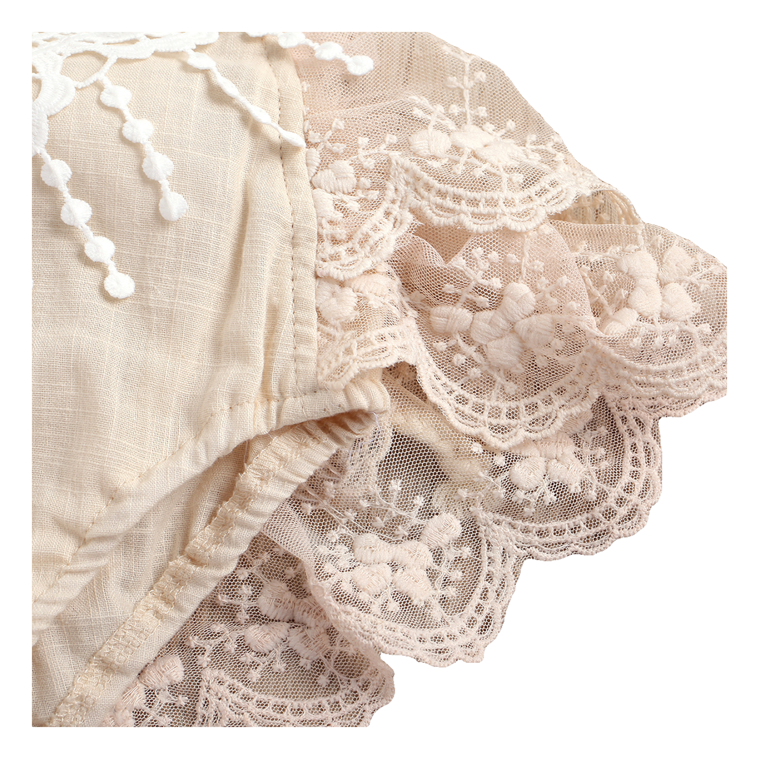 Baby Lace Lace-Edged Bodysuit with Lace-Up Mesh Design 4