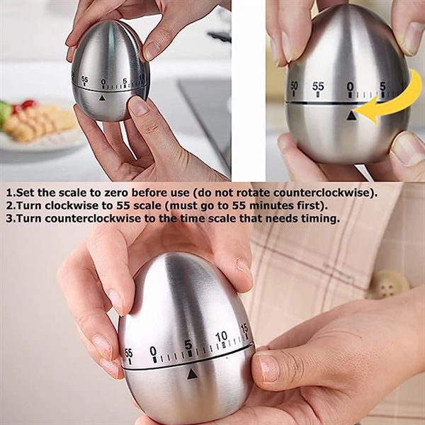 60 Minute Countdown Stainless Steel Egg Type Mechanical Timer 4