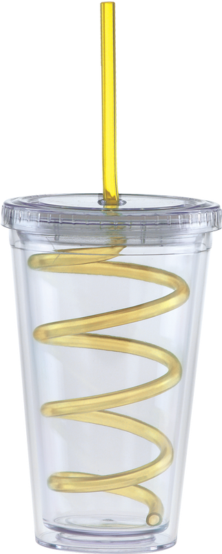 Carnival Cups-Color Curly Straw, Clear Lid 21