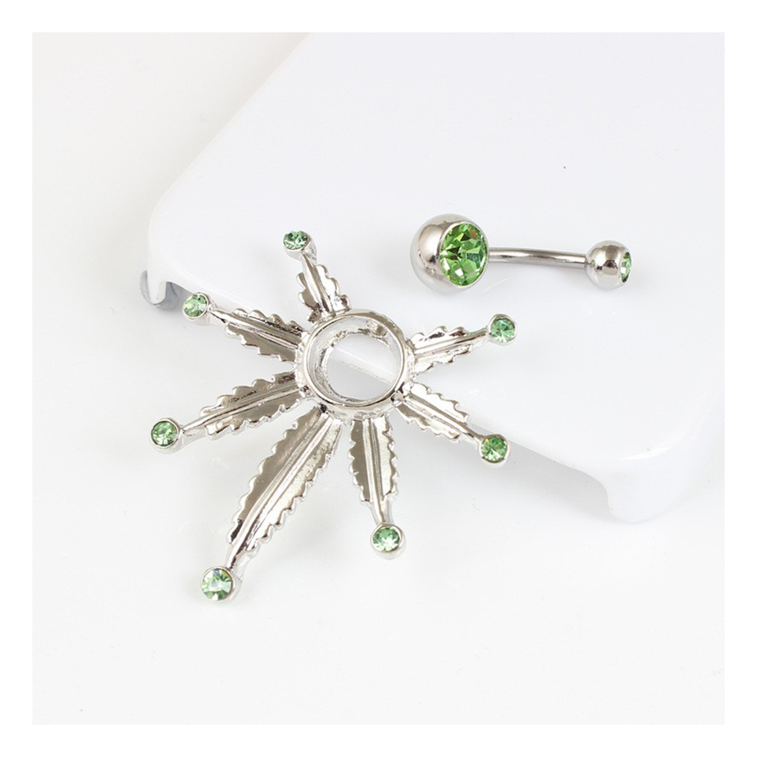 Stainless Steel Sun Gemstone Belly Rings 7