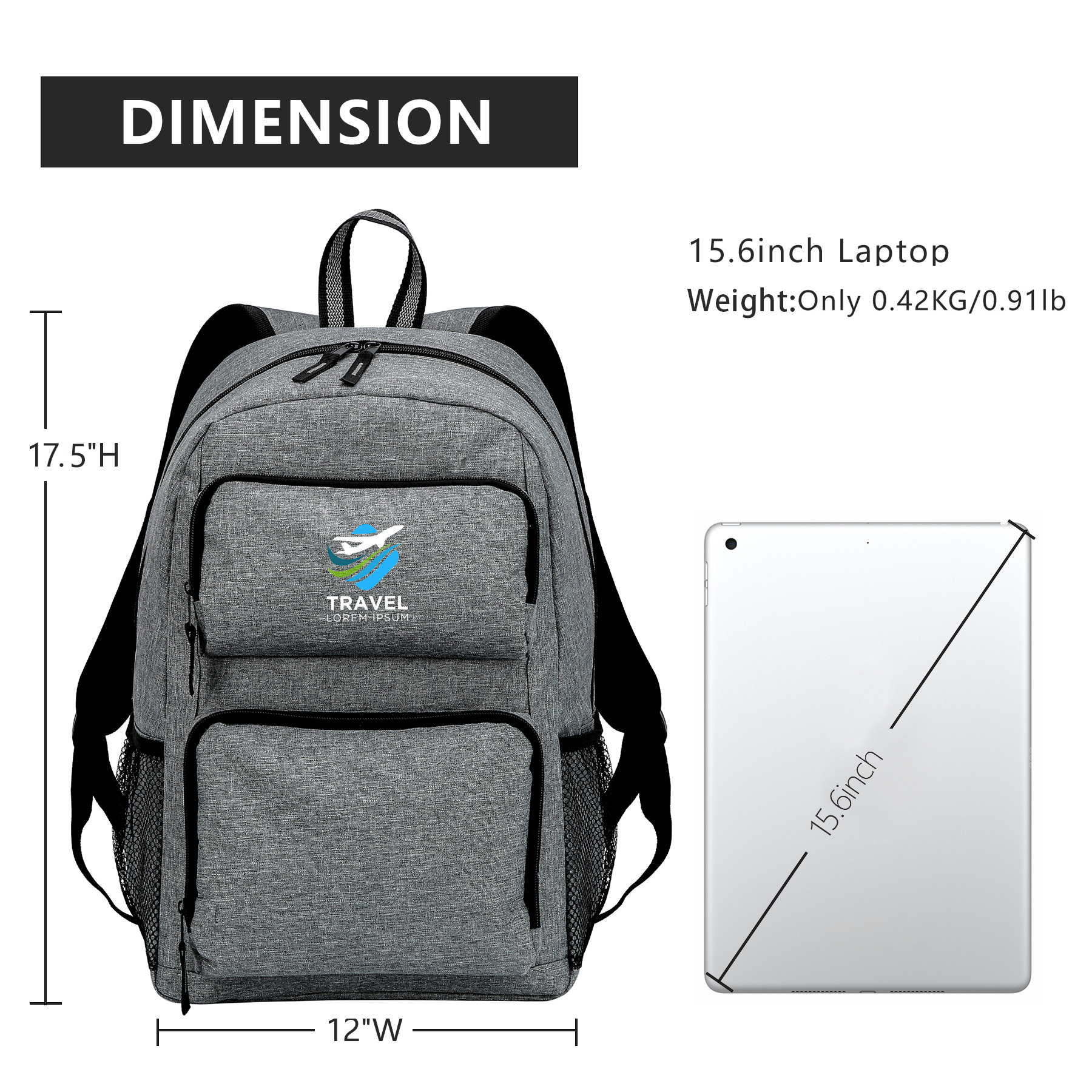 Graphite 15.6" Computer Backpack W Pockets 9
