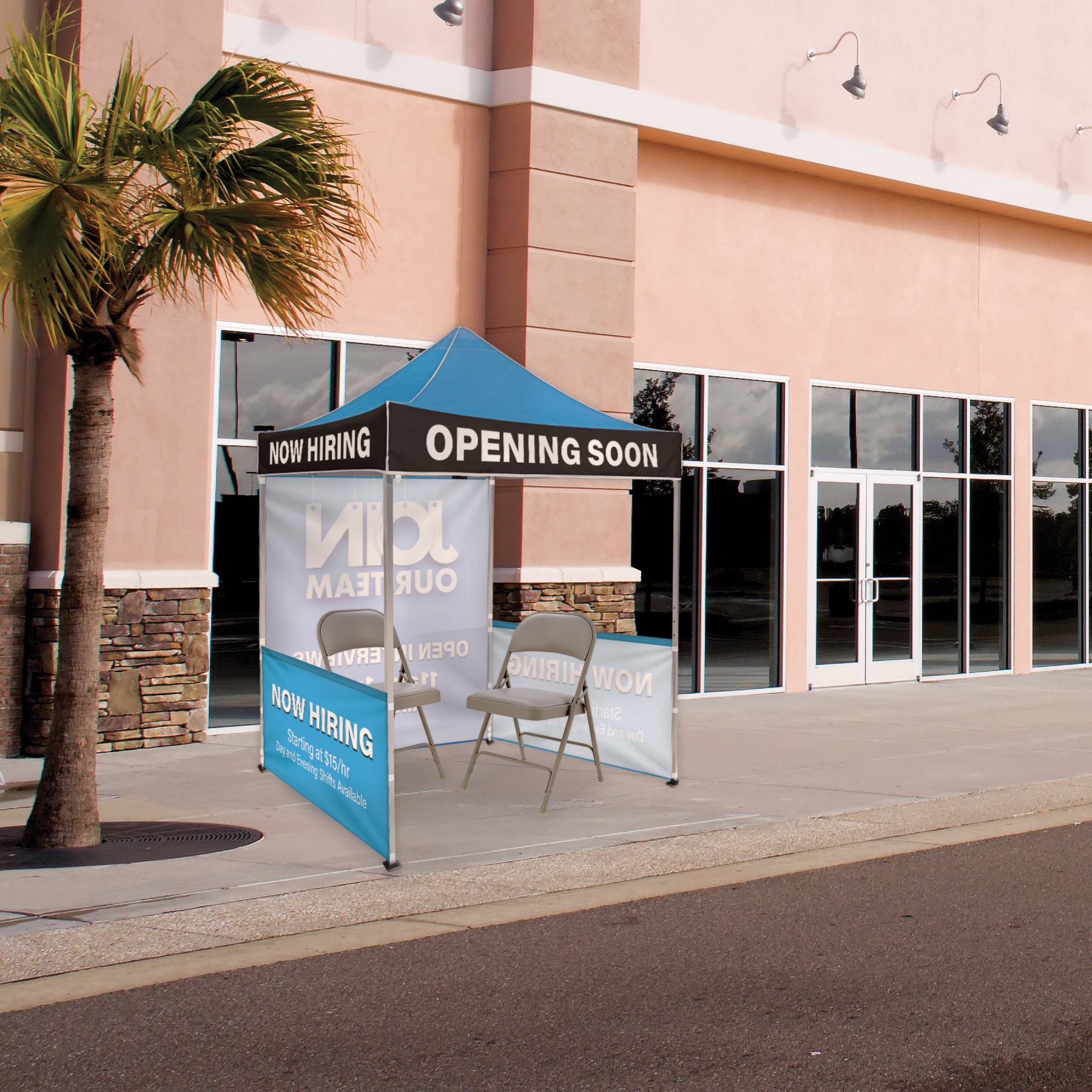 6.5' Square Canopy Tent with 1 Full Single Sided Wall & 2 Single Sided Half Walls 3
